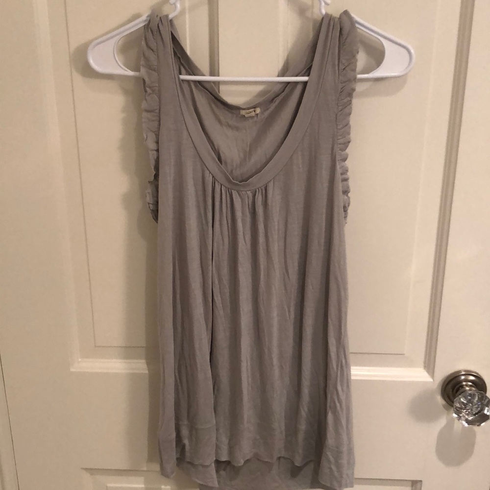 j crew light grey ruffle tank top